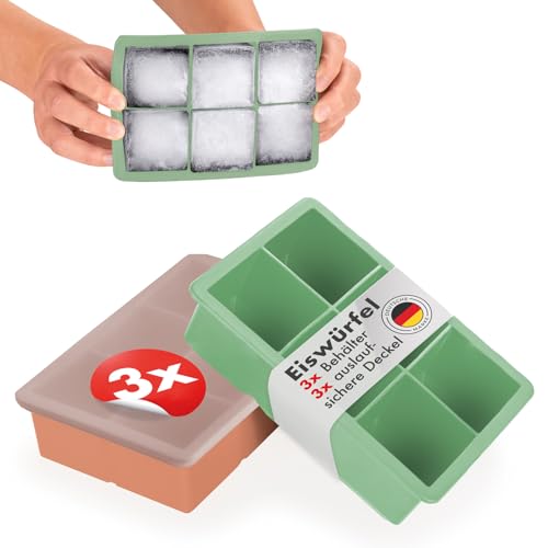 Blumtal Eiswürfelformen Silikon 3er Set - 6er Eiswürfelform mit Deckel - BPA-freie Silikon Eiswürfelform - Ice Cube Tray lebensmittelecht - Ice Tray - Olivgrün + Olivgrün + Mineral Rot Blumtal Eiswürfelformen Silikon 3er Set - 6er Eiswürfelform mit Deckel - BPA-freie Silikon Eiswürfelform - Ice Cube Tray lebensmittelecht - Ice Tray - Olivgrün + Olivgrün + Mineral Rot von Blumtal