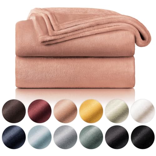 Blumtal Fleecedecke 130x150 cm - Oeko-Tex zertifizierte Kuscheldecke - Wohndecke 130x150 cm - weiche Decke Couch als Wohn- & Kuscheldecke Rosa/Tagesdecke Rosa - Decke Rosa 130x150 - Dusty Pink - Rosa von Blumtal