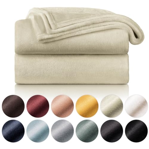 Blumtal Fleecedecke, 130 x 150 cm, beige, Oeko-TEX®-Zertifiziert, Sofadecke, Cocooning – Fleecedecke dick, flauschig, weich und warm – hohe Qualität von Blumtal