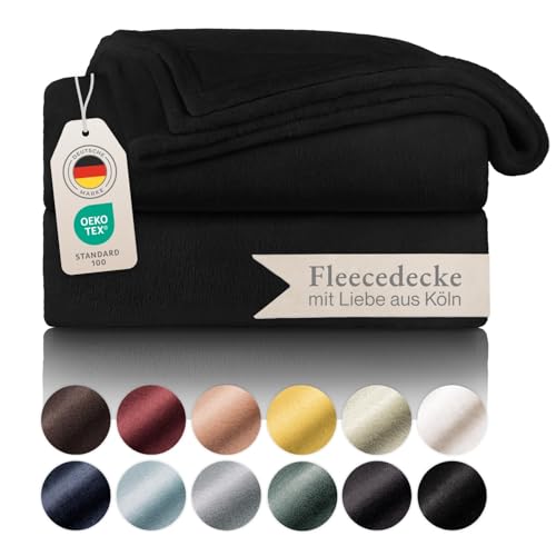 Blumtal Kuscheldecke flauschig - Oeko-TEX zertifizierte Fleecedecke 130x150 cm - Wohndecke 130x150 cm - Schwarze Decke - Wohn- & Kuscheldecke - Wohndecke Kuscheldecke - Fleecedecke Schwarz von Blumtal