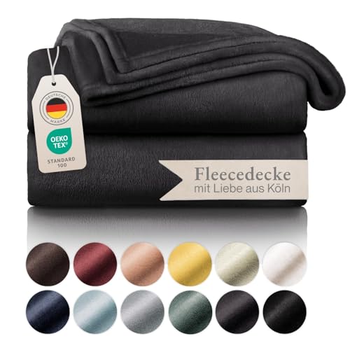 Blumtal Kuscheldecke flauschig - OEKO-TEX zertifizierte Fleecedecke 220x240 cm - Wohndecke 220x240 cm - Decke Couch Wohn- & Kuscheldecke - Flauschdecke - Decke Wohnzimmer/Fliesdecken - Decke Anthrazit von Blumtal