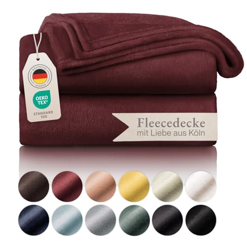 Blumtal Fleecedecke, 220 x 240 cm, dunkelrot, Öko-TEX®, Decke für Sofa, Cocooning, Fleecedecke, dick, flauschig, weich und warm, hohe Qualität von Blumtal