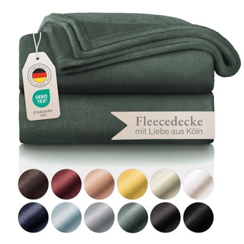 Blumtal Fleecedecke 270x230 cm - OEKO-TEX zertifizierte Kuscheldecke - Wohndecke 270x230 cm - Kuscheldecke flauschig XXL - Kuscheldecke Grün 270x230 cm - weiche Decke flauschig - Wohnzimmer Decke Grün von Blumtal