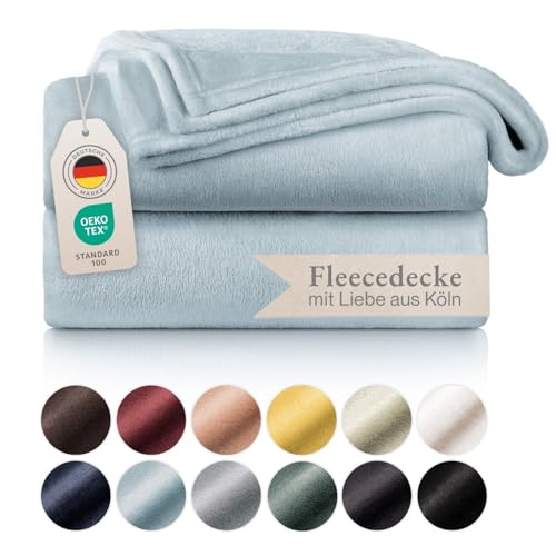 Blumtal Fleecedecke 270x230 cm - Oeko-TEX zertifizierte Kuscheldecke - Wohndecke 270x230 cm - weiche Decke Couch als Wohn- & Kuscheldecke - Flauschdecke - Wohndecke Kuscheldecke 270x230 cm Hellbau von Blumtal