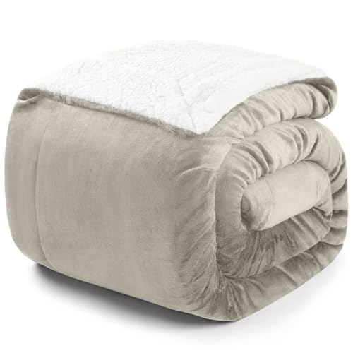 Blumtal Fleecedecke, 150 x 200 cm, Oeko-TEX®-Zertifiziert, Sherpa-Fleecedecke, hochwertig, weich, warm, flauschig, beige von Blumtal