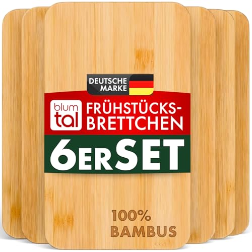 Blumtal Frühstücksbrettchen 6er Set aus Bambus - 22x14x0,8 cm Frühstücksbretter Holz - antibakterielles Holzbrettchen - Frühstücksbrettchen Holz - Brotzeitbrett - Schneidebrett Holz - Holz Vesperbrett Blumtal Frühstücksbrettchen 6er Set aus Bambus - 22x14x0,8 cm Frühstücksbretter Holz - antibakterielles Holzbrettchen - Frühstücksbrettchen Holz - Brotzeitbrett - Schneidebrett Holz - Holz Vesperbrett von Blumtal