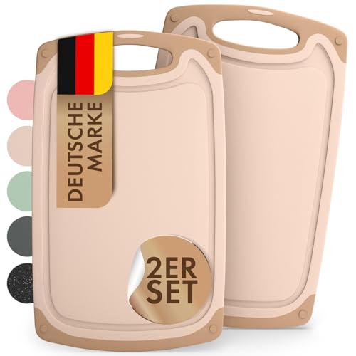 Blumtal Frühstücksbrettchen Kunststoff 25x15 cm im 2er Set - Brettchen spülmaschinenfest - Frühstücksbretter Kunststoff BPA-frei - Schneidebrett spülmaschinenfest - robuste Schneidebretter Beige von Blumtal