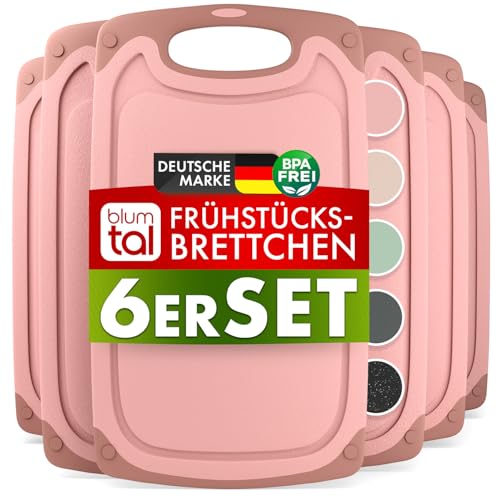 Blumtal Frühstücksbrettchen Kunststoff 25x15 cm im 6er Set - Brettchen spülmaschinenfest - Frühstücksbretter Kunststoff BPA-frei - Schneidebrett spülmaschinenfest - Frühstücksbrett Rose von Blumtal