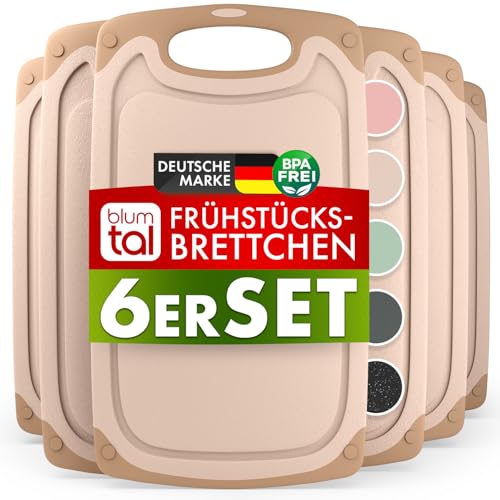 Blumtal Frühstücksbrettchen Kunststoff 25x15 cm im 6er Set - Brettchen spülmaschinenfest - Frühstücksbretter Kunststoff BPA-frei - Schneidebrett spülmaschinenfest - robuste Schneidebretter Beige von Blumtal