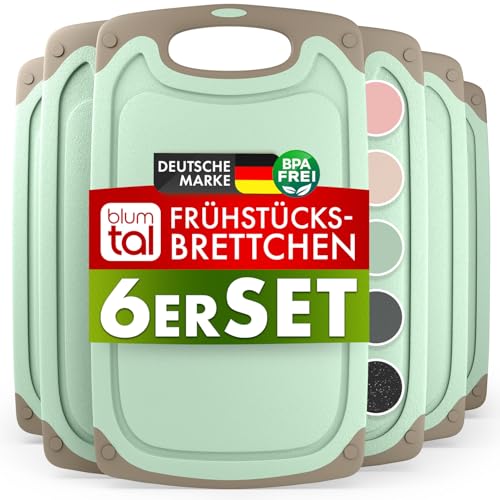 Blumtal Frühstücksbrettchen Kunststoff 25x15 cm im 6er Set - Brettchen spülmaschinenfest - Frühstücksbretter Kunststoff BPA-frei - Schneidebrett spülmaschinenfest - robuste Schneidebretter Grün von Blumtal