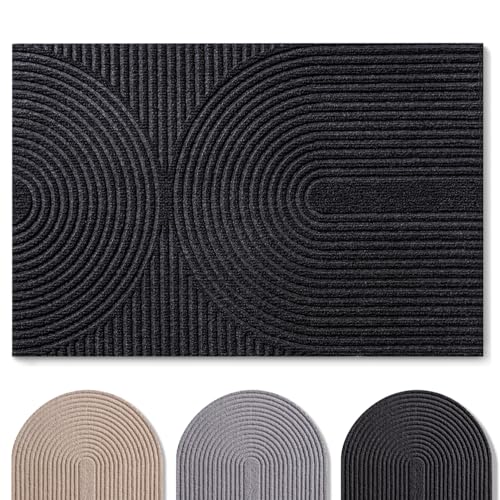 Blumtal Fußmatte 70x120 cm - rutschfeste Schmutzfangmatte - Fußabtreter mit Muster - Fußmatten Haustür - Türmatte aus Polyester - Fußmatte innen/Schmutzfangmatte außen/Floor Mat Dunkelgrau von Blumtal