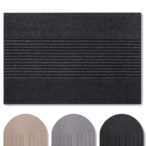Blumtal Fußmatte 70x120 cm - rutschfeste Schmutzfangmatte - Fußabtreter mit Muster - Fußmatten Haustür - Türmatte aus Polyester - Fußmatte innen/Schmutzfangmatte außen/Floor Mat Dunkelgrau von Blumtal