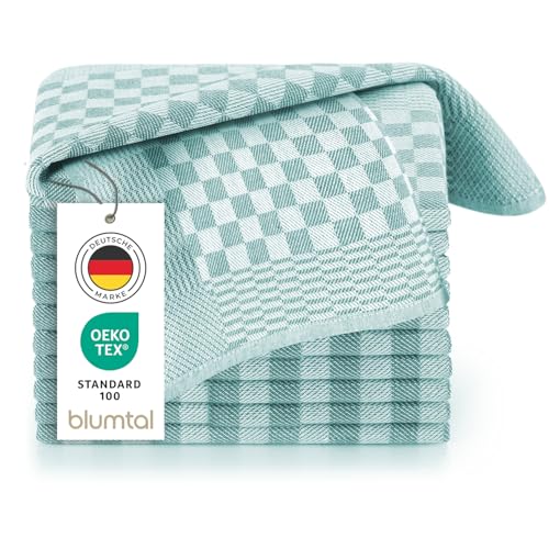 Blumtal Geschirrtücher Baumwolle 50x70 cm im 10er Set - Oeko-TEX zertifizierte Küchentücher - extrem saugstarke Geschirrhandtücher - Küchenhandtücher waschbar 95 °C - Geschirrtuch Grün Mint von Blumtal