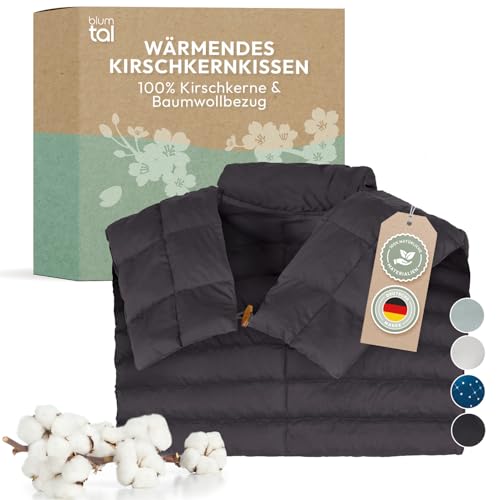 Blumtal Kirschkernkissen - Körnerkissen mit 100% Kirschkern-Füllung - Körnerkissen Mikrowelle mit Oeko-TEX zertifiziertem 100% Baumwoll-Bezug - Kissen Nacken - Wärmekissen Nacken Schulter - Anthrazit von Blumtal