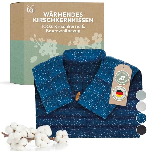 Blumtal Kirschkernkissen - Körnerkissen mit 100% Kirschkern-Füllung - Körnerkissen Mikrowelle mit Oeko-TEX zertifiziertem 100% Baumwoll-Bezug - Körnerkissen Schulter/Kirschkernkissen Rücken Gemustert von Blumtal