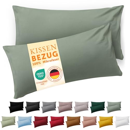 Blumtal Kissenbezug 30 x 50, 2 Stück - Oeko-TEX zert. Kissenbezüge 100% Mikrofaser in extra weich & waschmaschinenfest - Bezug Kissen Summer Green - Grün von Blumtal