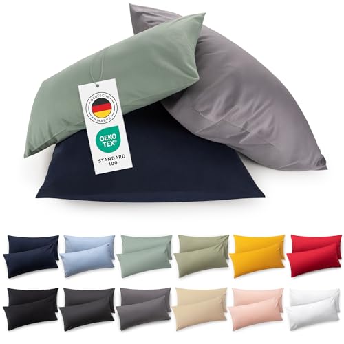 Blumtal Kissenbezug 50x70 cm (2er Set Kissenbezüge) - Rot - 100% Baumwoll-Jersey, Oeko-Tex Zertifiziert, Kissenbezüge 50x70 - Jersey Kissenhülle für Deko-Kissen 50x70 mit Reißverschluss von Blumtal