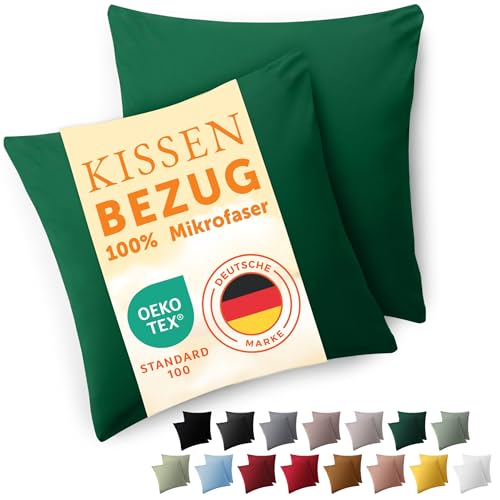 Blumtal Kissenbezug 60 x 60, 2 Stück - Oeko-TEX zert. Kissenbezüge 100% Mikrofaser in extra weich & waschmaschinenfest - Bezug Kissen 60x60 Dunkelgrün Blumtal Kissenbezug 60 x 60, 2 Stück - Oeko-TEX zert. Kissenbezüge 100% Mikrofaser in extra weich & waschmaschinenfest - Bezug Kissen 60x60 Dunkelgrün von Blumtal