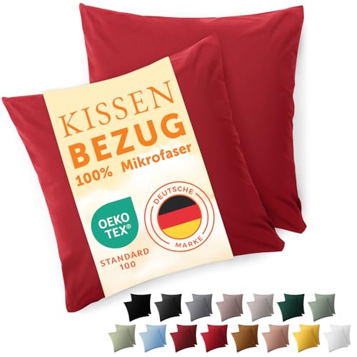 Blumtal Kissenbezug 80 x 80, 2 Stück - Oeko-TEX zert. Kissenbezüge 100% Mikrofaser in extra weich & waschmaschinenfest - Bezug Kissen 80x80 Rot Blumtal Kissenbezug 80 x 80, 2 Stück - Oeko-TEX zert. Kissenbezüge 100% Mikrofaser in extra weich & waschmaschinenfest - Bezug Kissen 80x80 Rot von Blumtal