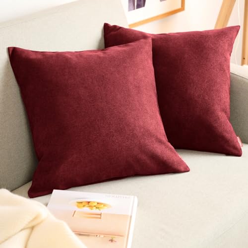 Blumtal 2er Set Kissenbezug 40x40 rot - kuschelige Chenille Kissenbezüge mit verstecktem Reißverschluss, Oekotex Zertifizierte Kissenhülle für Deko-Kissen Sofakissen Polster & Zierkissen von Blumtal