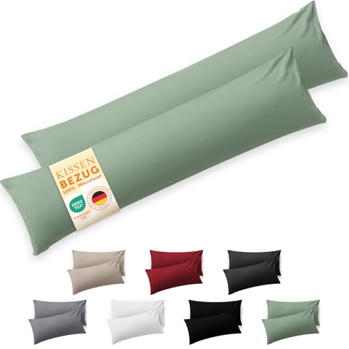 Blumtal Kissenbezug Seitenschläfer - 40 x 145cm, 2 Stück - Oeko-TEX zert. Seitenschläfer Kissenbezüge mit umgeschlagenem Rand extra weich & waschmaschinenfest - Kopfkissen - Bezug Kissen - Grün Blumtal Kissenbezug Seitenschläfer - 40 x 145cm, 2 Stück - Oeko-TEX zert. Seitenschläfer Kissenbezüge mit umgeschlagenem Rand extra weich & waschmaschinenfest - Kopfkissen - Bezug Kissen - Grün von Blumtal