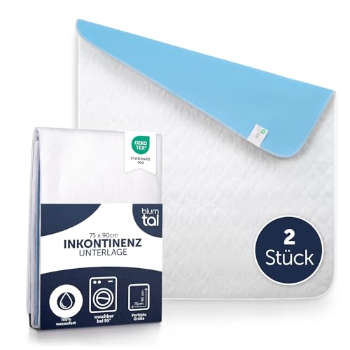 Blumtal® Inkontinenzunterlage waschbar 75x90 cm - Betteinlage für Babys - OEKO-TEX zertifizierte Inkontinenz Bettunterlage für Babys - Bettunterlage wasserdicht - Inkontinenzauflage 75x90 cm - 2er Set von Blumtal