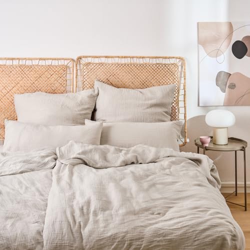 Blumtal Musselin Bettwäsche 4-teilig: 2X 135x200 cm + 2X 40x80 cm - Oeko-TEX zert. Bettwäsche Musselin aus 100% Baumwolle - extra weiches Bettwäsche-Set waschbar bei 40 °C - Sommerbettwäsche Grau Blumtal Musselin Bettwäsche 4-teilig: 2X 135x200 cm + 2X 40x80 cm - Oeko-TEX zert. Bettwäsche Musselin aus 100% Baumwolle - extra weiches Bettwäsche-Set waschbar bei 40 °C - Sommerbettwäsche Grau von Blumtal