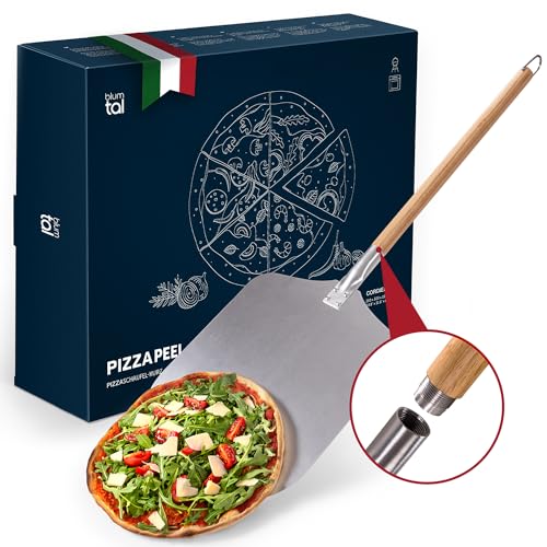 Blumtal Pizzaschieber mit großer Fläche und abnehmbaren Griff - 30,5cm x 30,5cm Pizzaschaufel Aluminium - abnehmbarer Griff aus Holz 85cm von Blumtal