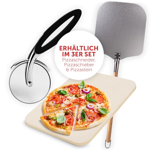 Blumtal Pizzastein Gasgrill für Backofen & Gasgrill inkl. Pizzaschieber & Pizzaschneider - Pizzastein rechteckig aus Cordierit, für Pizza wie aus dem Steinofen von Blumtal