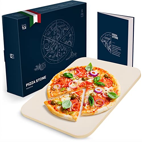 Blumtal Pizzastein - Pizza Stone aus hochwertigem Cordierit für Pizza wie beim Italiener, hitzeresistent bis 900 °C, Pizzastein für Backofen und Grill, auch als Backstein für Brot und Flammkuchen von Blumtal