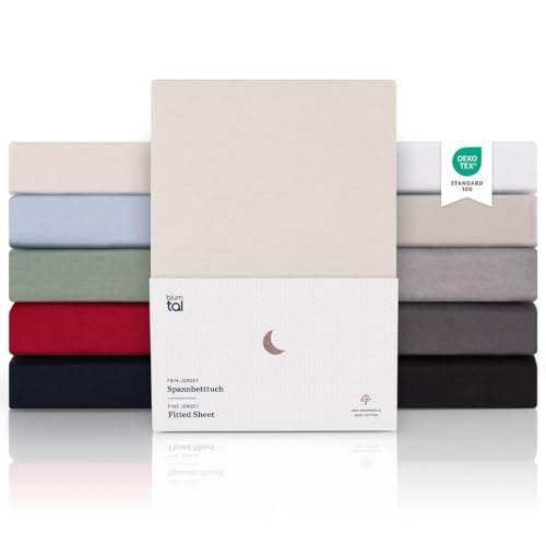 Blumtal® Premium Jersey Spannbettlaken 140x200cm Boxspringbett im 2er Set - Oeko-TEX zertifiziertes Spannbettlaken 140x200cm Baumwolle 100% - Bettlaken 140x200 Boxspringbett - Bettlaken - Elfenbein von Blumtal