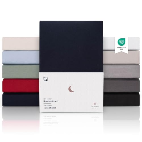 Blumtal® Premium Spannbettlaken 200x200cm Jersey Boxspringbetten 2er Set - Oeko-TEX zertifiziertes Spannbettlaken 200x200 Boxspringbett aus 100% Baumwolle - Bettlaken 200x200 Boxspringbett - Blau Blumtal® Premium Spannbettlaken 200x200cm Jersey Boxspringbetten 2er Set - Oeko-TEX zertifiziertes Spannbettlaken 200x200 Boxspringbett aus 100% Baumwolle - Bettlaken 200x200 Boxspringbett - Blau von Blumtal