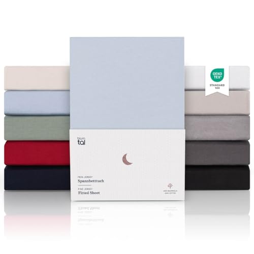 Blumtal® Premium Topper Spannbettlaken 180x200 cm Jersey 2er Set - Oeko-TEX zertifiziertes Spannbettlaken Topper 180x200 Baumwolle - Spannbettlaken 180x200cm Topper/Bettlaken Topper 180x200 Hellblau von Blumtal