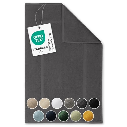 Blumtal Premium Frottier Badematte - Badeteppich Oeko-TEX® Zertifiziert, waschbarer Badvorleger 50x80cm, saugstark & weich, anthrazit von Blumtal