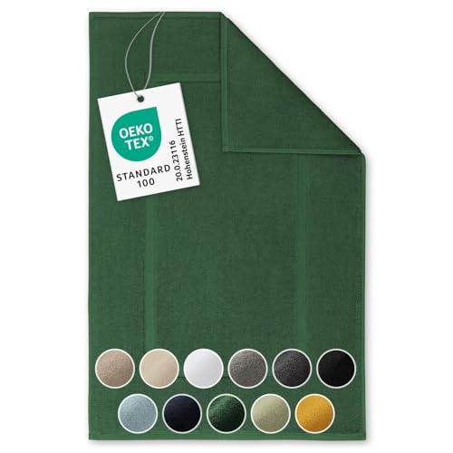 Blumtal Premium Frottier Badematte - Badeteppich Oeko-TEX® Zertifiziert, waschbarer Badvorleger 50x80cm, saugstark & weich, dunkelgrün von Blumtal