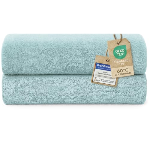 Blumtal Premium Frottier Handtücher Set 2 teilig 100% Baumwolle - Oeko-TEX zertifiziertes Towel 2X (80x200 cm) - Ultra saugstarkes Frottier Handtücher Set waschbar °60 - Towel - Handtuch Braun von Blumtal