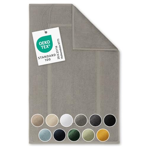 Blumtal Premium Frottier Badematte - Badeteppich Oeko-TEX® Zertifiziert, waschbarer Badvorleger 50x80cm, saugstark & weich, grau von Blumtal