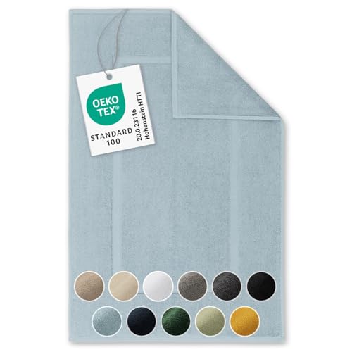 Blumtal Premium Frottier Badematte - Badeteppich Oeko-TEX® Zertifiziert, waschbarer Badvorleger 50x80cm, saugstark & weich, hellblau von Blumtal