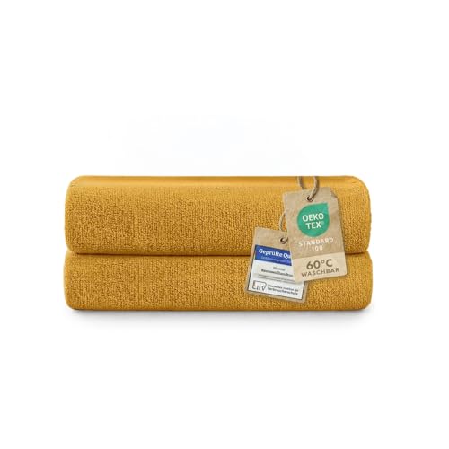 Blumtal Premium Frottier Handtücher Set 2 teilig 100% Baumwolle - Oeko-TEX zertifiziertes Towel 2X (50x100 cm) - Ultra saugstarkes Frottier Handtücher Set waschbar °60 - Towel - Handtuch Gelb von Blumtal