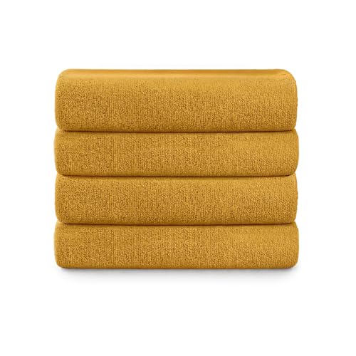 Blumtal Premium Frottier Handtücher Set 4 teilig 100% Baumwolle - Oeko-TEX zertifiziertes Towel 4X (50x100 cm) - Ultra saugstarkes Frottier Handtücher Set waschbar °60 - Towel - Handtuch Gelb von Blumtal