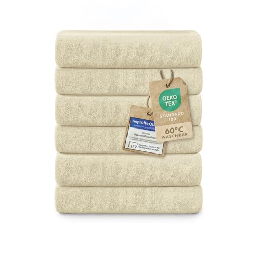 Blumtal Premium Frottier Handtücher Set 6 teilig100% Baumwolle - Oeko-TEX zertifiziertes Towel 6X (50x100 cm) - Ultra saugstarkes Frottiertücher Set waschbar °60 - Handtücher Beige von Blumtal