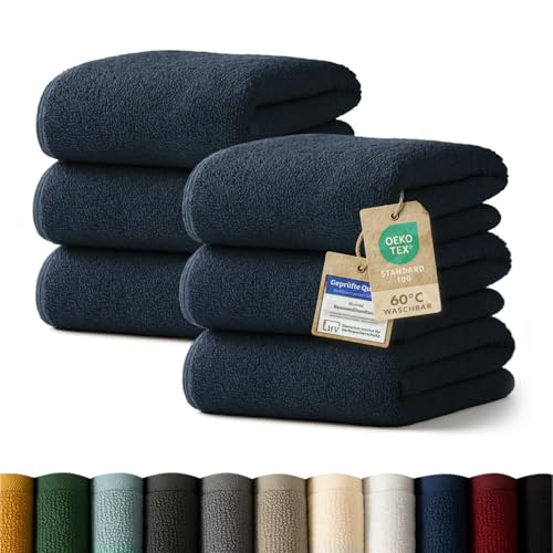 Blumtal Premium Frottier Handtücher Set 6 teilig100% Baumwolle - Oeko-TEX zertifiziertes Towel 6X (50x100 cm) - Ultra saugstarkes Frottiertücher Set waschbar °60 - Handtücher Dunkelblau von Blumtal