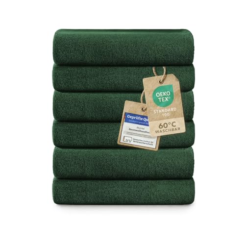 Blumtal Premium Frottier Handtücher Set 6 teilig100% Baumwolle - Oeko-TEX zertifiziertes Towel 6X (50x100 cm) - Ultra saugstarkes Frottiertücher Set waschbar °60 - Handtücher Dunkelgrün von Blumtal