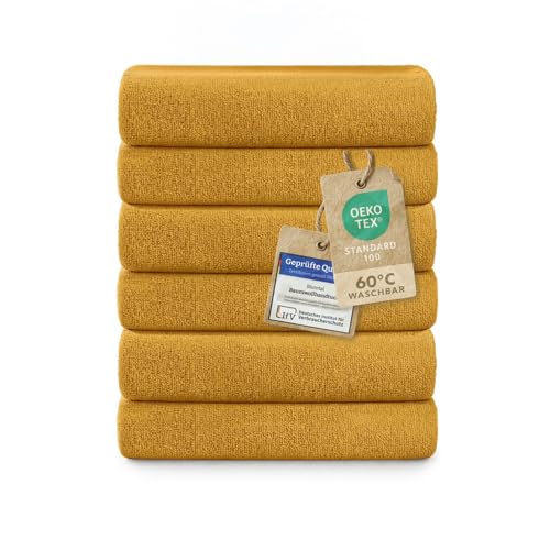 Blumtal Premium Frottier Handtücher Set 6 teilig100% Baumwolle - Oeko-TEX zertifiziertes Towel 6X (50x100 cm) - Ultra saugstarkes Frottiertücher Set waschbar °60 - Handtücher Gelb von Blumtal