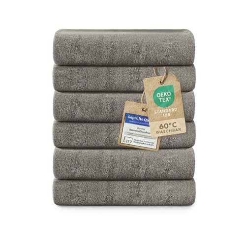 Blumtal Premium Frottier Handtücher Set 6 teilig100% Baumwolle - Oeko-TEX zertifiziertes Towel 6X (50x100 cm) - Ultra saugstarkes Frottiertücher Set waschbar °60 - Handtücher Grau von Blumtal
