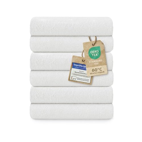 Blumtal Premium Frottier Handtücher Set 6 teilig100% Baumwolle - Oeko-TEX zertifiziertes Towel 6X (50x100 cm) - Ultra saugstarkes Frottiertücher Set waschbar °60 - Handtücher Weiß von Blumtal