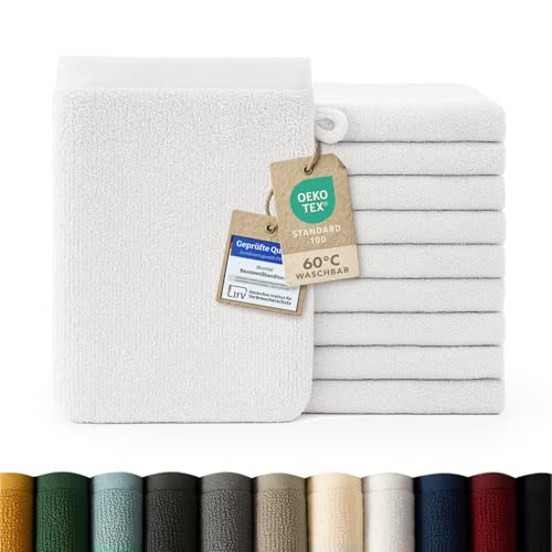 Blumtal Premium Frottier Waschlappen Set 10 teilig 100% Baumwolle - Oeko-TEX zertifizierte Waschlappen 10x (15x20 cm) - Ultra saugstarkes Frottier Seiftücher Set waschbar °60 - Seiflappen Weiß von Blumtal