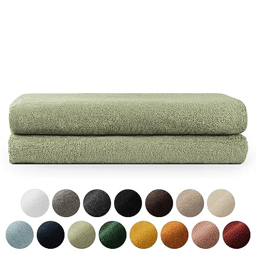 Blumtal Premium Frottier Handtücher Set mit Aufhängschlaufen - Baumwolle Oeko-TEX Zertifiziert, weich, saugstark - 2X Badetuch (70x140 cm), Pastel Green (Grün) von Blumtal