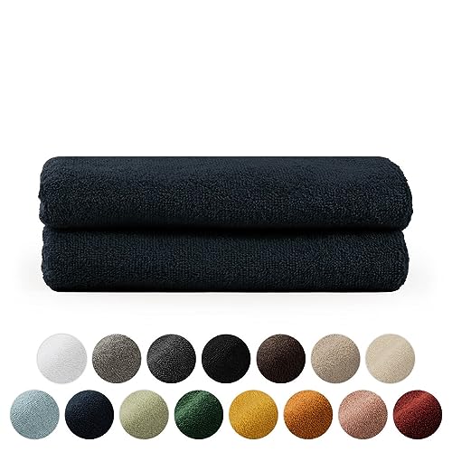 Blumtal Premium Frottier Handtücher Set mit Aufhängschlaufen - Baumwolle Oeko-TEX Zertifiziert, weich, saugstark - 2X Handtuch (50x100 cm), Dunkelblau von Blumtal