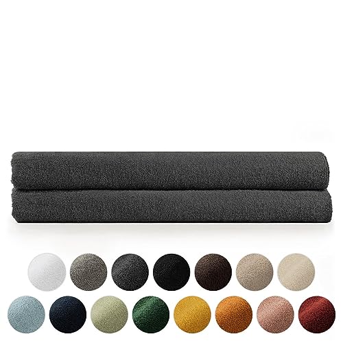 Blumtal Premium Frottier Handtücher Set mit Aufhängschlaufen - Baumwolle Oeko-TEX Zertifiziert, weich, saugstark - 2X Saunatuch (80x200 cm), Anthrazit von Blumtal